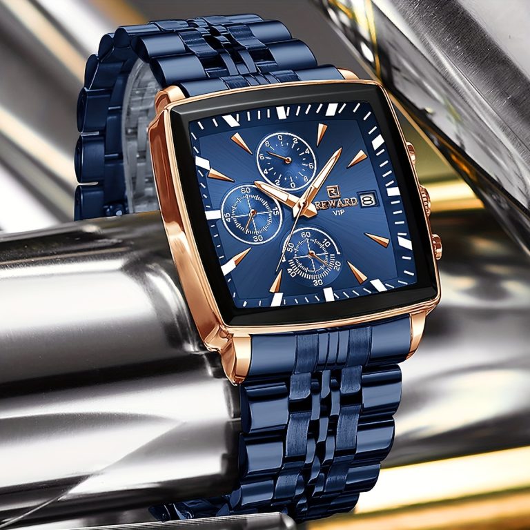 montre-homme-quartz-reward-bleu-rectangulaire