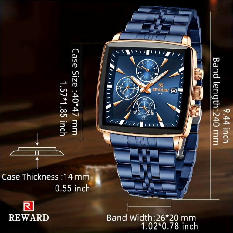 montre-homme-quartz-reward-bleu-rectangulaire