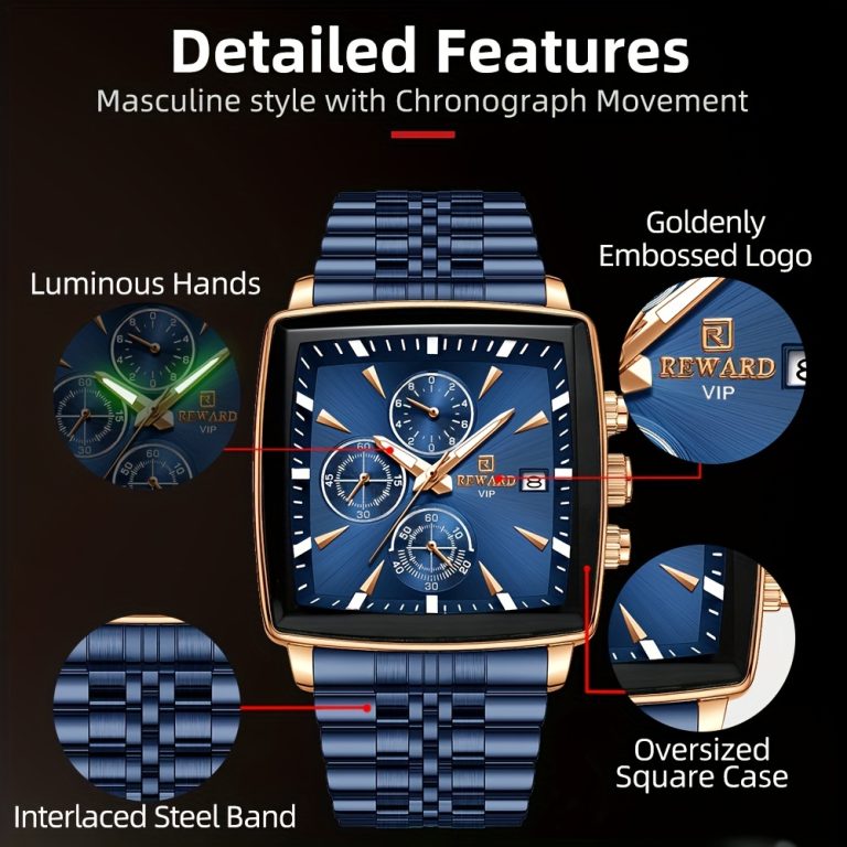 montre-homme-quartz-reward-bleu-rectangulaire