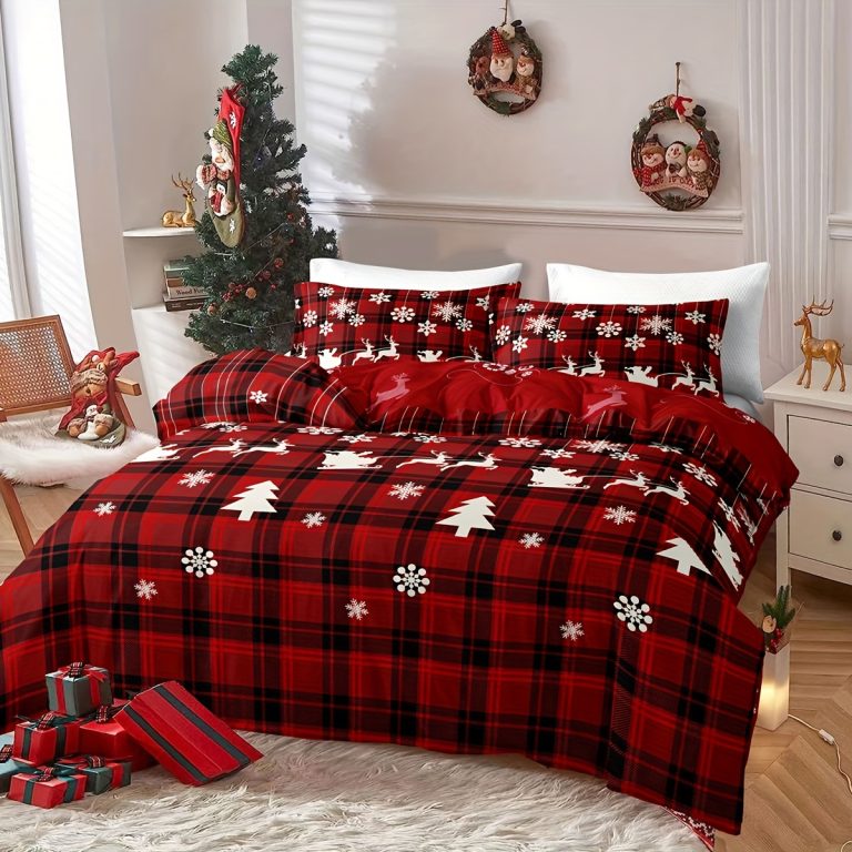 ensemble-de-housses-de-couette-de-noel-motif-checkered-avec-sapin-et-elan