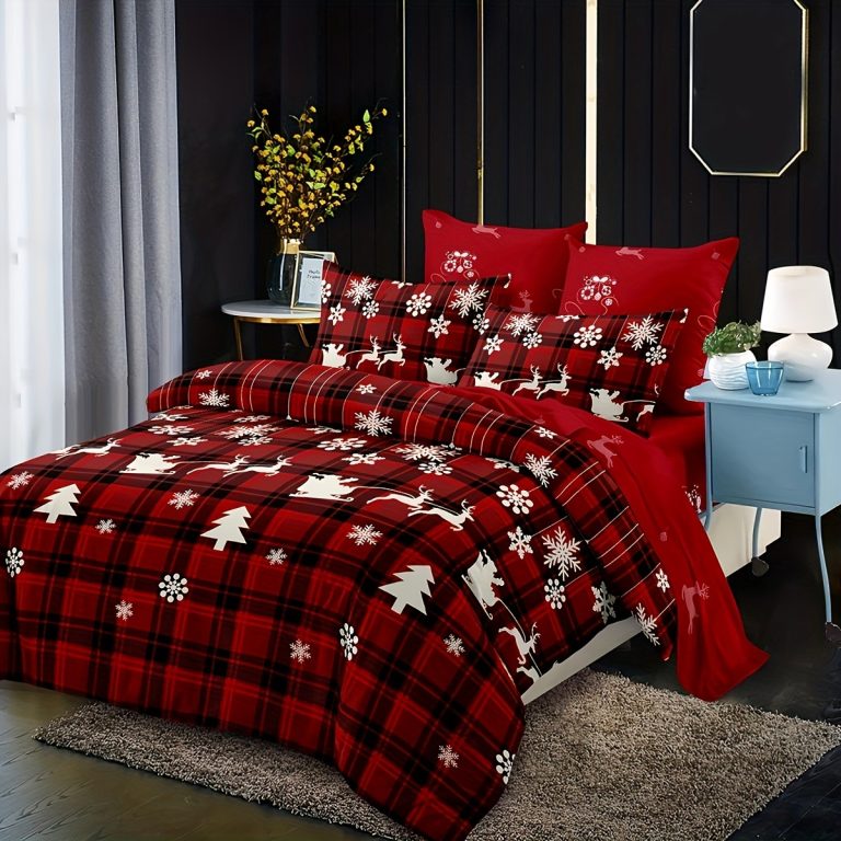 ensemble-de-housses-de-couette-de-noel-motif-checkered-avec-sapin-et-elan