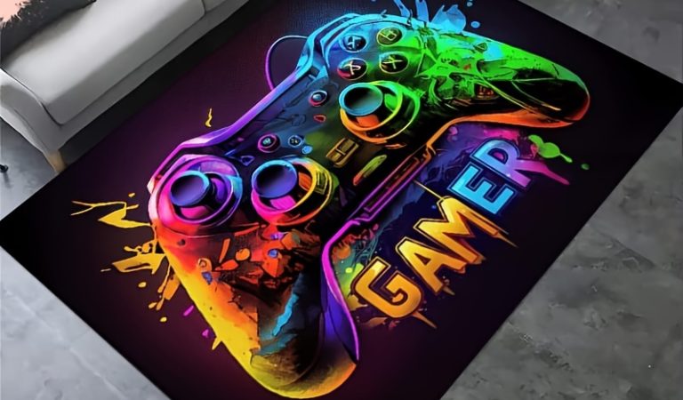 Tapis Motif Gamepad pour Salle de Jeu – Tapis de Décoration Esports